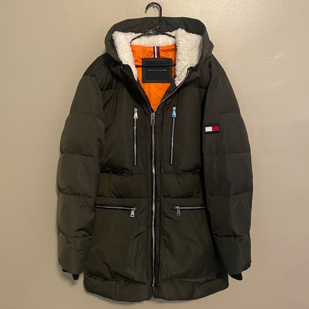 TOMMY HILFIGER | Army Green Quilted Sherpa Parka
